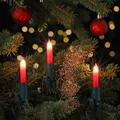Produktbild: CLGarden traditionelle NARVA Kerzenlichterkette mit 20 Schaftkerzen rot warmweiß hell Innen Weihnachtsbaum Christbaum Lichterkette