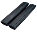 Produktbild: Gurtschoner 2 St�ck 100% Echtleder schwarz mit hellblauer Naht BMW GTI VW Audi
