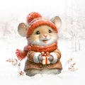Produktbild: 20 Servietten Weihnachten Niedliche Maus mit Winterbekleidung als Tischdeko. Papierservietten mit Motiv. Auch für Decoupage und Serviettentechnik 33x33cm