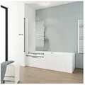 Produktbild: Badewannenaufsatz 1-teilig SCHULTE Komfort ExpressPlus 80 x 140 cm Glasdekor Querstreifen Profilfarbe weiß EP1650 04 72 - Weiß