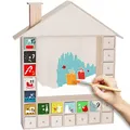 Produktbild: BRUBAKER Adventskalender zum Befüllen mit 24 Schubladen - Wiederverwendbarer DIY Weihnachtskalender zum Bemalen, Basteln und Selbstgestalten - Weihnachtshaus Blanko - 40,3 cm Höhe