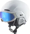 Produktbild: ALPINA Alto Q-LITE - sicherer, stoßabsorbierender & individuell anpassbarer Skihelm für Erwachsene, mit kontrastverstärkendem Visier - White matt (Blue revo) - M (55-59 cm)