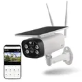 Produktbild: EMOS GoSmart kabellose Outdoor Überwachungskamera IP-600 Eye mit WiFi und App + Solarpanel, 3MP Smart Home IP-Kamera mit Akku, kompatibel mit Alexa, Google Assistant, ohne ABO-Falle