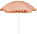 Produktbild: Mica Decorations Neigbarer Sonnenschirm mit Rüschen - Stockschirm 238 x Ø195 cm - Garten oder Balkon Sonnenschutz - Polyester, Stahl - Pfirsich