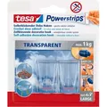 Produktbild: Tesa - Klebehaken Für Transparente Oberflächen Und Glas (1 Kg) - Durchsichtige, Selbstklebende Haken - Bis Zu 1 Kg Halteleistung Pro Haken, 2-er Pack