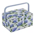 Produktbild: Hobby Gift Exclusive Mittelgroße Nähbox, Bastel-Aufbewahrungsbox, Zubehörablage, Nadelkissen, PVC-Griff 18,5 x 25,5 x 14,5 cm, Hortensie