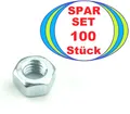 Produktbild: 100 x Sechskantmuttern M8 Gewinde-Sechskantmutter verzinkt DIN 934 Kl. 8 Mutter