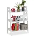 Produktbild: Relaxdays - Standregal 3 Ebenen, Leiterregal für Deko, Pflanzen & Bücher, Treppenregal, HxBxT: 82,5 x 61 x 29 cm, weiß