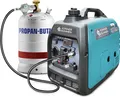 Produktbild: LPG/Benzin-Inverter-Generator KS 3100iG S von Könner & Söhnen. Schallgedämmtes Gehäuse (63 dB Lpa 7 m). Höchstleistung 3100 W*, Schuko-Steckdose 230 V, 2 USB-Anschlüsse, LED-Anzeige, ECO-Modus, Kupferwicklungen, Kurzschluss- und Überlastschutz, Abgasnorm EURO V