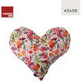 Produktbild: POWER INN® Herzkissen groß | Weiß mit rot, orangen und rosa Blumen | Dekokissen Herz