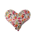 Produktbild: POWER INN Herzkissen groß ca. 50x43cm | Geschenk zur Hochzeit, Muttertag oder Valentinstag | Dekokissen und Kuschelkissen in Herzform | Stoff 100% Baumwolle | (Weiß mit rot, orangen und rosa Blumen)