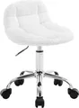 Produktbild: WOLTU Bürohocker mit Rollen, mit niedriger Rückenlehne, höhenverstellbar, Chenille, Weiß