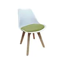 Produktbild: HTI living Stuhl Atlanta Webstoff Esszimmerstuhl Kunststoffschale Webstoffbezug Holzfüße Weiß, Grün