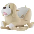 Produktbild: Schaukeltier Hund Sam, Creme, Weiß, Hellbraun, Holz, Textil, 33x58x60 cm, Fußstützen, Haltegriffe, gepolsterte Sitzfläche, Gurtsystem, Spielzeug, Babyspielzeug, Schaukeltiere & Hüpftiere