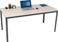 Produktbild: furni24 Schreibtisch D-Profil Nova 120x80x75cm, Sandfarbe, Einfache Montage, Arbeitstisch, Bürotisch, Küchentisch,Esstisch, Druckertisch Büro-Möbel Computertisch Gaming-Tisch Mehrzwecktisch