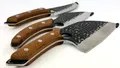 Produktbild: Matsato 3-teiliges Küchenmesser Set Holzgriff Hackmesser Chefmesser gehämmert