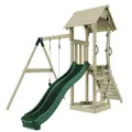 Produktbild: Rebo Spielturm mit Wellenrutsche und Kinder-Schaukel, Outdoor Klettergerüst Garten,Smaragdgrün