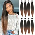 Produktbild: X-Tress Easy Braids Haarverlängerung, Kunsthaar, 61 cm, 8 Stück, Spectra, vorgestreckt, Ombré-Braun, zum Flechten, 2 Farbtöne, Yaki-Zöpfe, geflochten, Ombré-Hellbraun (T1B/30)