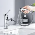 Produktbild: Moderner Badarmatur Wasserhahn mit ausziehbarer Brause - Chrom, Einhebelmisch...