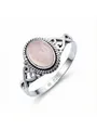 Produktbild: mantraroma Silberring BAGHIMI oval aus 925 Silber mit Rosenquarz (Ring mit Schmuckbeutel), Damenring aus 925er Silber