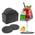 Produktbild: wortek Filzuntersetzer rund für Gläser – 10er Set mit Aufbewahrungsbox, Glasuntersetzer für Getränke, Tassen, Bar, Glas - Ø 10cm Tischuntersetzer Untersetzer Gläser Schwarz