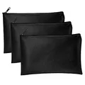 Produktbild: 3 Stück Banktaschen aus Kunstleder 25 x 16 cm Geldtasche für A5 Dokumente Geldmappe für Business,Haushalt,Schule (Schwarz)