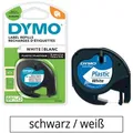 Produktbild: Dymo Schriftband 91221, LetraTag, S0721660, 12mm, Länge 4m, schwarz/weiß, Plastik