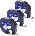 Produktbild: 91221 Schriftband für Dymo Letra Tag Band LT-100T LT-100H XR XM Weiß 12mm 1/2