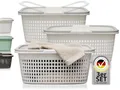 Produktbild: Hausfelder Wäschekorb Kunststoff mit Henkel 3er Set - 58x37x25cm Wäschewanne groß 35L - stabil belastbar 15kg - stapelbar platzsparend - BPA-frei wetterfest - Wäschekorb für Waschmaschine