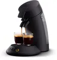 Produktbild: Philips Original Plus Eco Kaffeepadmaschine, Kaffeestärkewahl, Kaffee Boost Technologie, 80%* recyceltes Plastik, 45%** weniger Energieverbrauch, 2 Tassen gleichzeitig, Klavierlackschwarz (CSA210/22)