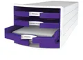 Produktbild: Schubladenbox HAN Impuls 2.0, 4 Schubladen, Format A4, stapelbar, offen, weiß/lila 187981