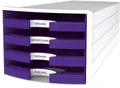 Produktbild: HAN 1013-57 Schubladenbox IMPULS - A4/C4, 4 offene Schubladen, weiß/lila