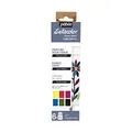 Produktbild: Pébéo Setacolor Textilfarben Starter Set - 6 x 20 ml Stofffarben für Helle Textilien - Auf Wasserbasis - Waschfest nach Fixieren - 6 Intensive Farben: Gelb, Rot, Fuchsia, Blau, Grün, Schwarz, 6x20ml