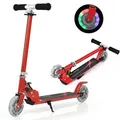 Produktbild: COSTWAY Kinder Roller mit LED Rädern, Cityroller höhenverstellbar, Kinder Scooter für Kinder ab 4+, Kinder Kickscooter, Tretroller für Junge & ... - Rot