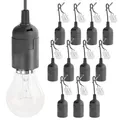 Produktbild: greate 12x Baufassung E27 schwarz mit Schnellverbinder - Lampenfassung E27 inkl. Zugentlastung - Baustellenlampe Fassung für max. 60W 250V - Baulampe Lampenfassung mit Kabel, Glühbirnen Fassung