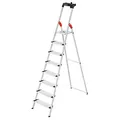 Produktbild: Hailo L80 ComfortLine Alu-Sicherheits-Stehleiter - 8 XXL-Stufen belastbar bis 150 kg - Tiefe Standfläche - Stehleiter mit Ablage - klappbare Aluleiter Made in Germany - Leiter rostfrei - Silber