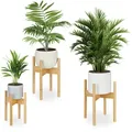 Produktbild: Relaxdays Pflanzenständer Bambus 3er Set, Übertopfständer innen, Blumentöpfe D 20/25/29 cm, Pflanzentopfhalter, natur