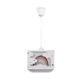Produktbild: Paco Home Kinderzimmerlampe Kinderlampe Deckenlampe Pendelleuchte Lampenschirm Stoff Regenbogen Stern Löwe Dino Mond E27, Lampenart:Pendelleuchte - Typ 6, Farbe:Beige