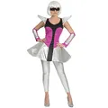 Produktbild: Funny Fashion Damen Kostüm Space Travel Kleid Silber/pink Armstulpen Weltraum Weltall (36/38)