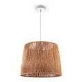 Produktbild: Paco Home Hängelampe Bambus Wohnzimmer Pendelleuchte Rattan Esstisch Esszimmer Lampe E27 Hängeleuchte Papier Boho, Farbe:Natur (Ø35cm), Leuchtenart/Farbe:Pendelleuchte - Weiß