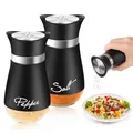 Produktbild: Edelstahl Salz- und Pfefferstreuer Set,Salz und Pfefferstreuer Glasboden, Schwarz Salzstreuer für Küche, Grillen im Freien,BBQ,Wohnmobil Nachzufüllen