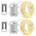 Produktbild: BXROIU 2 x50Leds Silbernedraht Micro LED Lichterkette Batteriebetrieb 8 Programm (Warm weiß), 2 Stück (1er Pack)