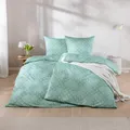 Produktbild: Estella Mako Jersey Bettwäsche 155x220 Tira mint Retro Geflecht türkis 6359-520