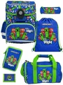 Produktbild: Familando - Schulranzen Set 6-teilig mit Federmappe - Minecraft - Ergonomisch, stabil & mit gepolstertem Rücken - 1250g leicht - 18L Volumen - Mit Reflektoren - Für Grundschule ab 1. Klasse