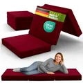 Produktbild: SHOGAZI Klappmatratze 90x200 x 12 cm, Gästematratze klappbar Made in Germany, Faltmatratze VERGLEICHSSIEGER, ultimativer Schlafkomfort, Orthopädischer Kaltschaum - Weinrot