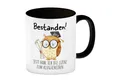 Produktbild: speecheese Tasse Bestandene Prüfung Eule Kaffeebecher in schwarz mit Spruch Lizenz zum