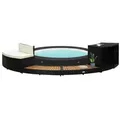 Produktbild: vidaXL Whirlpool-Umrandung Schwarz Poly Rattan & Massivholz Akazie