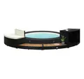 Produktbild: vidaXL Poolleiter Whirlpool-Umrandung Schwarz Polyrattan und Akazienholz