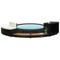 Produktbild: Whirlpool Umrandung Schwarz Poly Rattan & Massivholz Akazie Poolumrandung neu