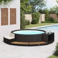 Produktbild: vidaXL Whirlpool-Umrandung Schwarz Poly Rattan & Massivholz Akazie
